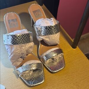 DV by Dolce Vita Women's Silver Snake Print Heels